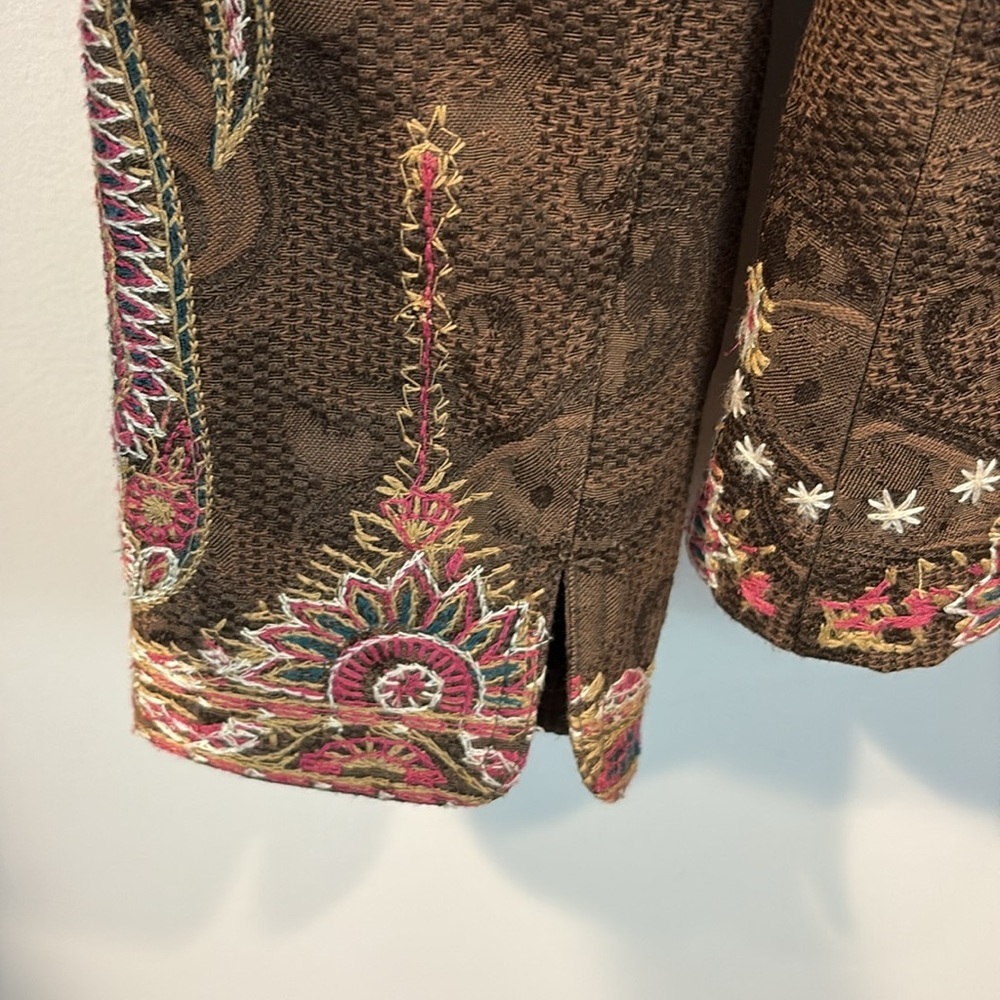 Coldwater Creek Boho Embroidered Paisley Floral Blazer Size 8 - Picture 10 of 12